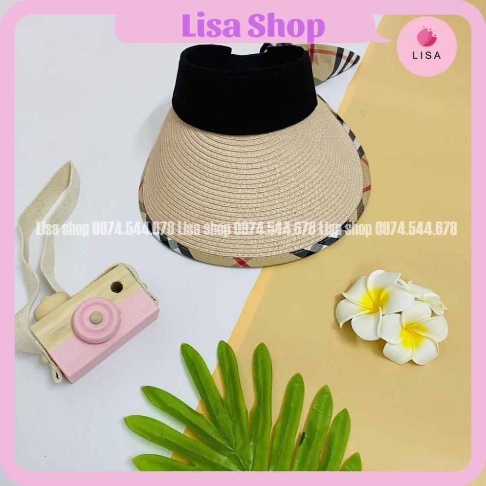 [HÀNG LOẠI 1- CAO CẤP]  Mũ cói nửa đầu, nón cói đầu trống rộng vành gắn nơ sau phong cách Hàn Quốc Lisa, M30