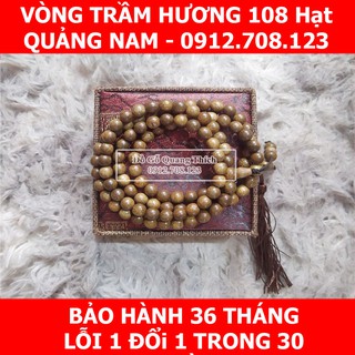 Vòng đeo tay gỗ Trầm Hương 108 Hạt, Chuỗi tràng hạt trầm tốc 6mm-8mm Size Nam Nữ