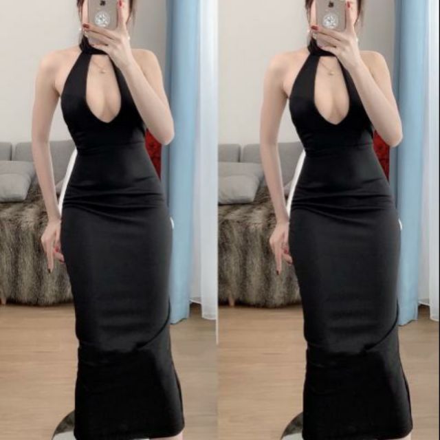 Đầm body yếm khoét hở ngực sexy