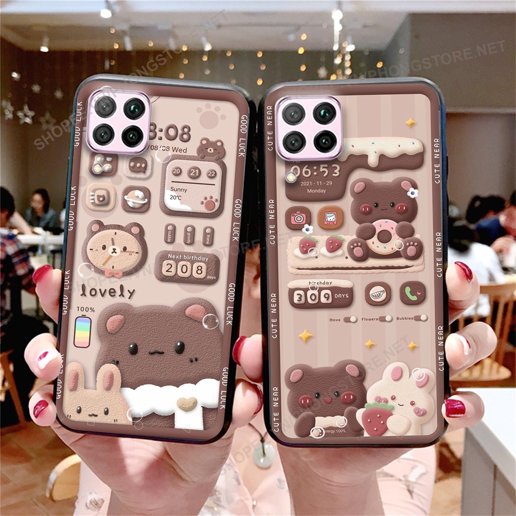 Ốp lưng Huawei Nova 7i in họa tiết caro,chú gấu cực đáng yêu / ốp gấu cute giá rẻ siêu bền
