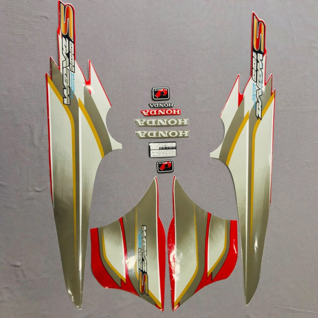 Trọn bộ tem rời dán xe máy Honda Wave S 100 màu đỏ