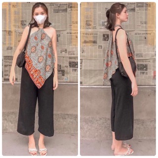 SET ÁO THỔ CẨM CỔ YẾM QUẦN LỬNG ỐNG RỘNG