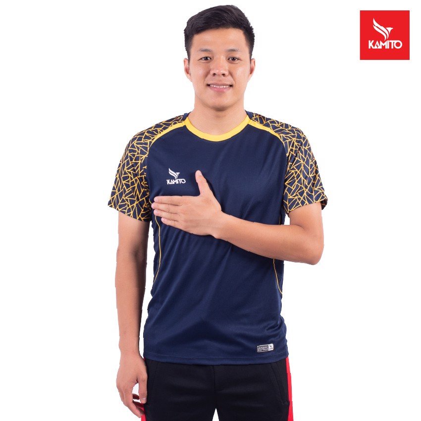 Áo Thể Thao Nam Cổ Tròn T-Shirt Họa Tiết Tay Lưới Kamito - Minh Hải Sport
