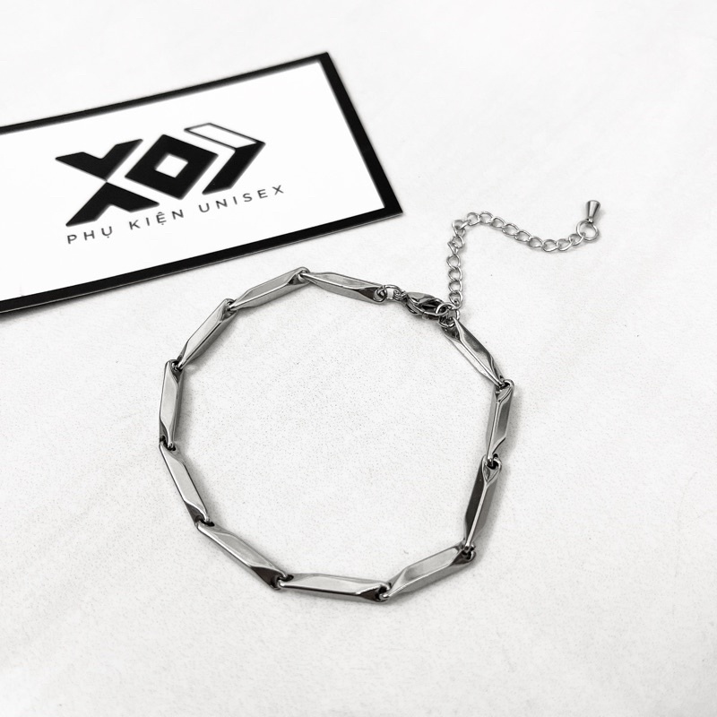 Vòng Tay Thép Titan Không Gỉ Hình Học Hoả Tiễn Màu Bạc Cool Ngầu - Lắc Tay Stainless Steel Phong Cách StreetStyle