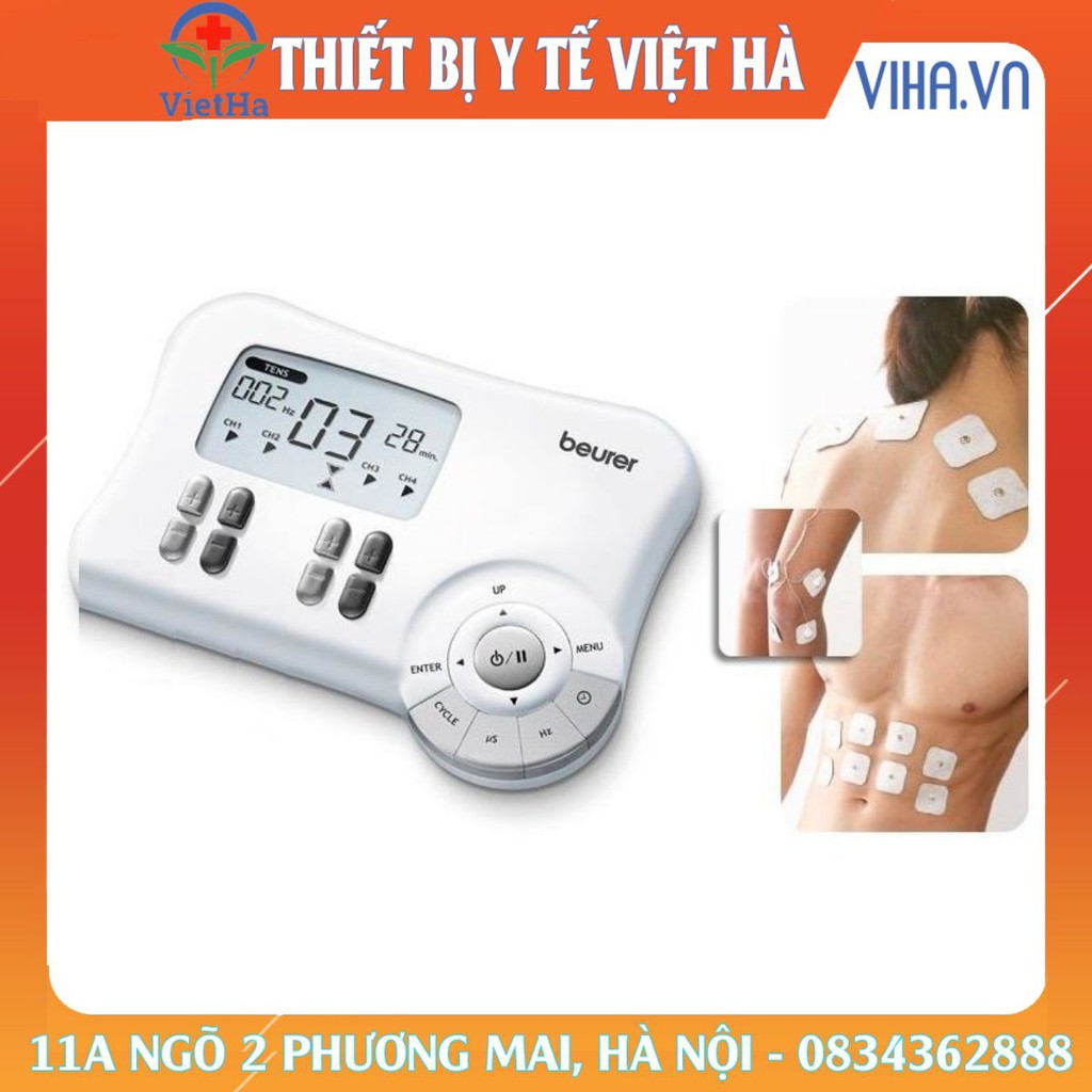 Máy massage xung điện Beurer EM80 Máy điện châm kỹ thuật số 4 kênh và 8 điện cực