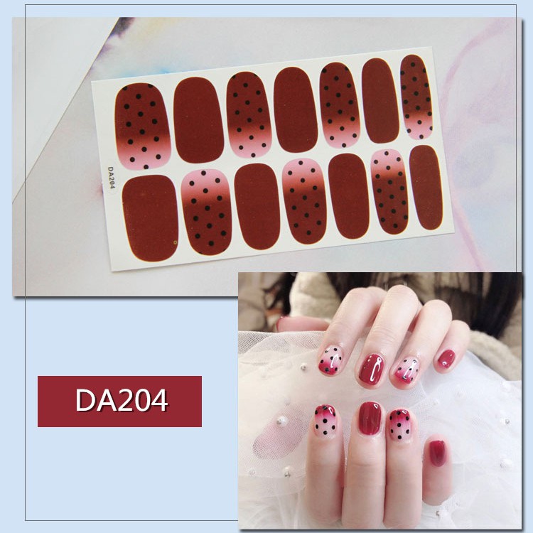 Bộ nail sticker 14 miếng dán móng tay trang trí 3D DA201-DA220  xinh xắn chống thấm nước