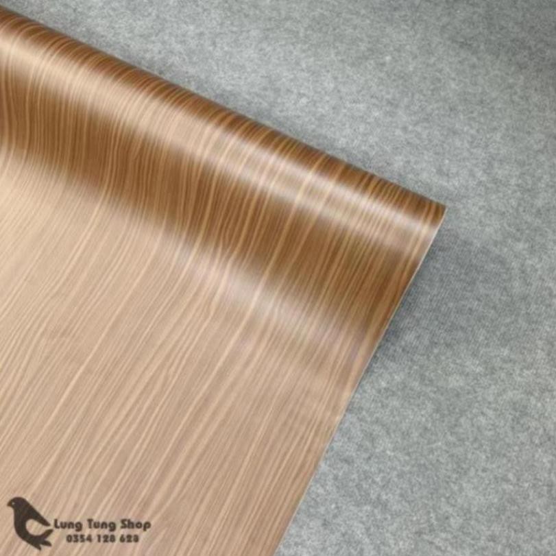 Decal gỗ nâu đậm vân ngang - Giấy dán tường bàn tủ có sẵn keo ( gỗ G11 )