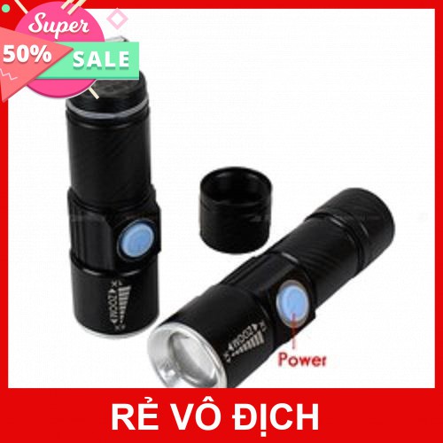 Sỉ ib-Đèn pin siêu sáng XML-T6 mini Zoom sạc USB tích hợp điện,đèn pin cầm tay nhỏ gọn, đèn led chống nước