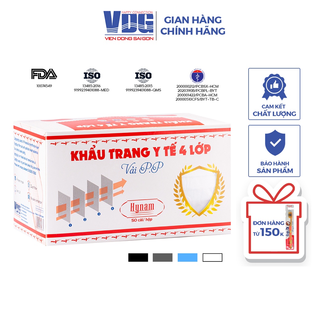 Khẩu trang y tế 4 lớp Hynam ngăn giọt bắn, chống bụi, chống tia uv (Hộp 50 chiếc) - Viễn Đông Sài Gòn