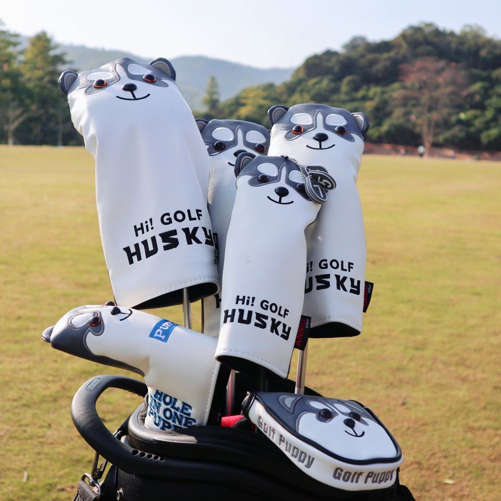 Vỏ bọc đầu gậy đánh golf bằng da PU họa tiết hoạt hình husky dễ thương