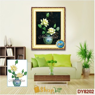 Tranh đính đá Lọ hoa Sen - DY8202 (50x60 cm)