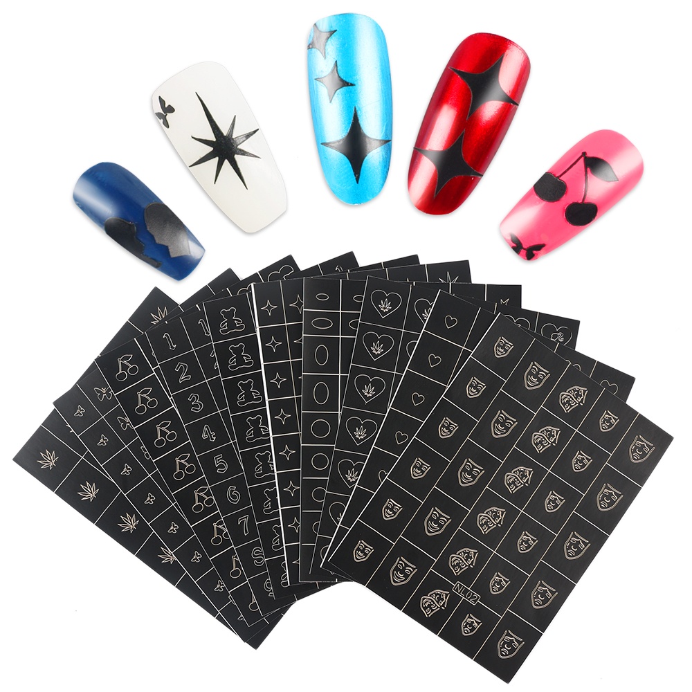 Miếng Dán Trang Trí Móng Tay Nghệ Thuật DIY 10 Kiểu Họa Tiết Xinh Xắn