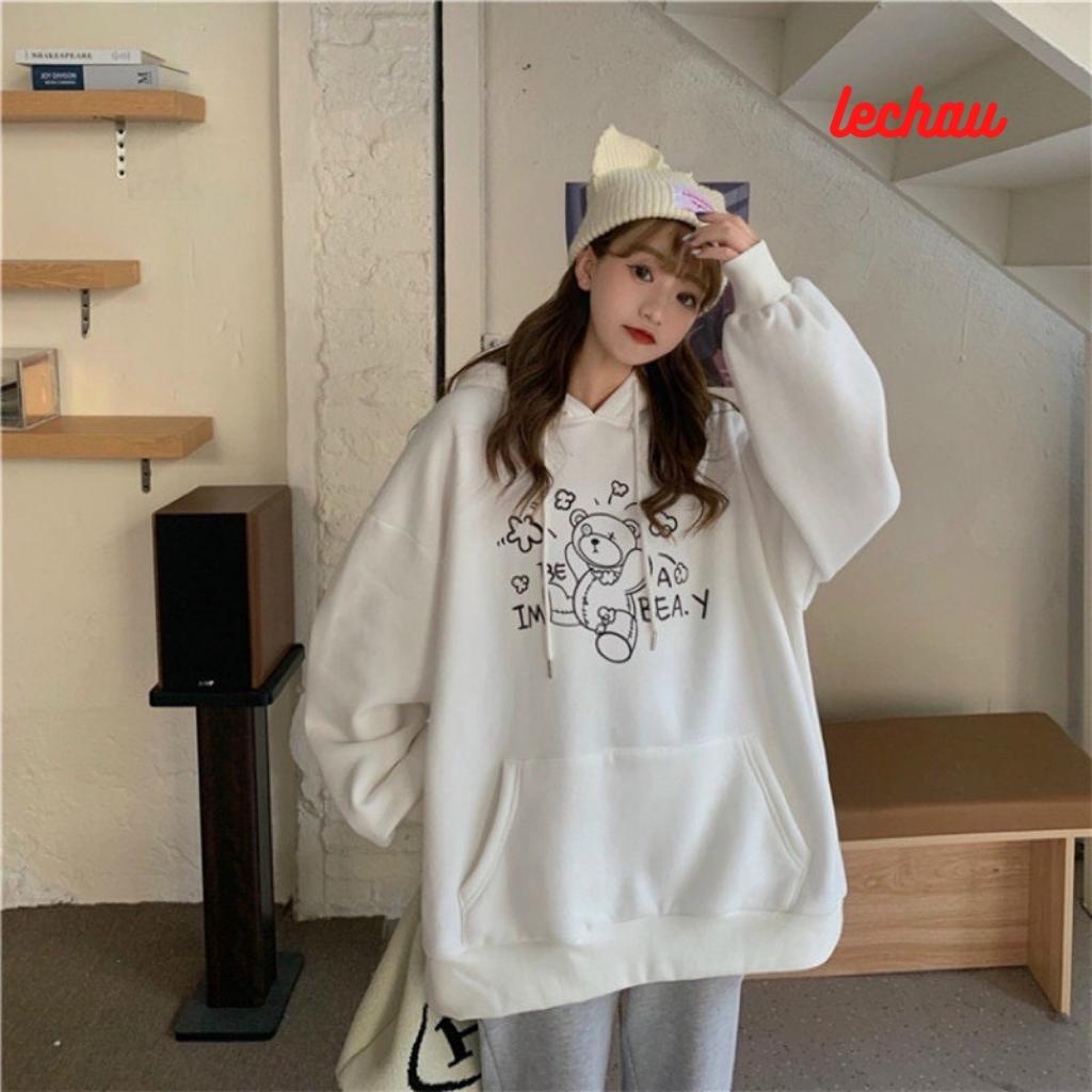 Áo hoodie nỉ unisex form rộng ulzzang AHD4 LECHAU hottrend nam nữ phong cách street style giá rẻ đẹp | BigBuy360 - bigbuy360.vn