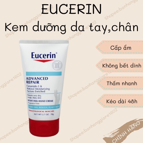 EUCERIN KEM DƯỠNG DA CHÂN VÀ CẢI THIỆN NỨT GÓT CHÂN Intensive Repair Foot Creme Fragrance Free 10% 85gr (Bill Mỹ)