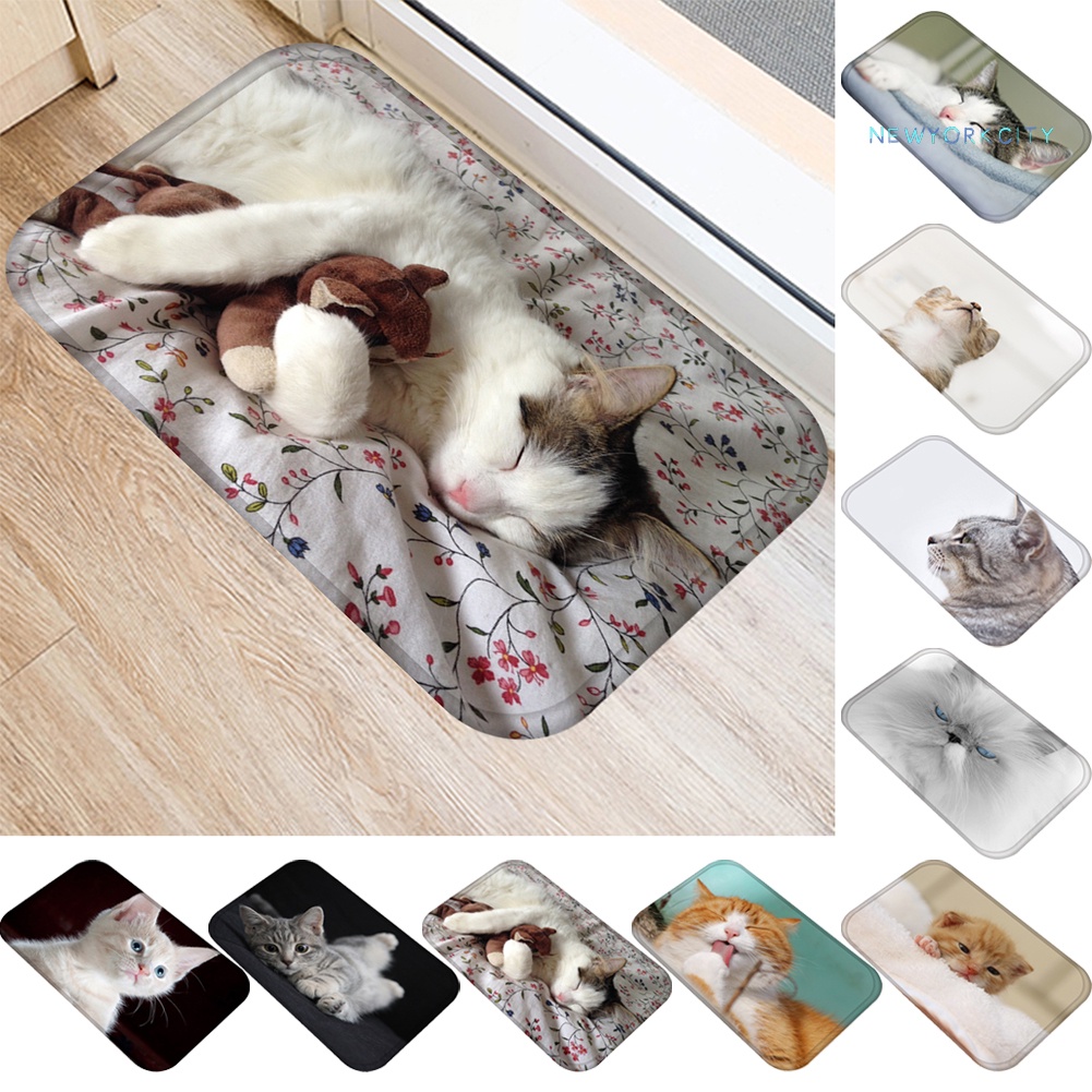 Thảm lót cửa chùi chân Chống Trượt In Hình Mèo 3D