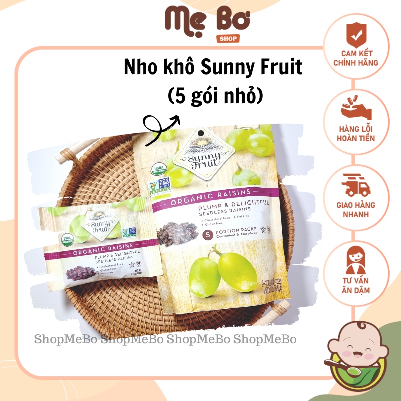 [Sunny Fruit] Quả khô hữu cơ Sunny Fruit (gói nhỏ 50g): nho khô, mơ khô, sung (fig) khô...