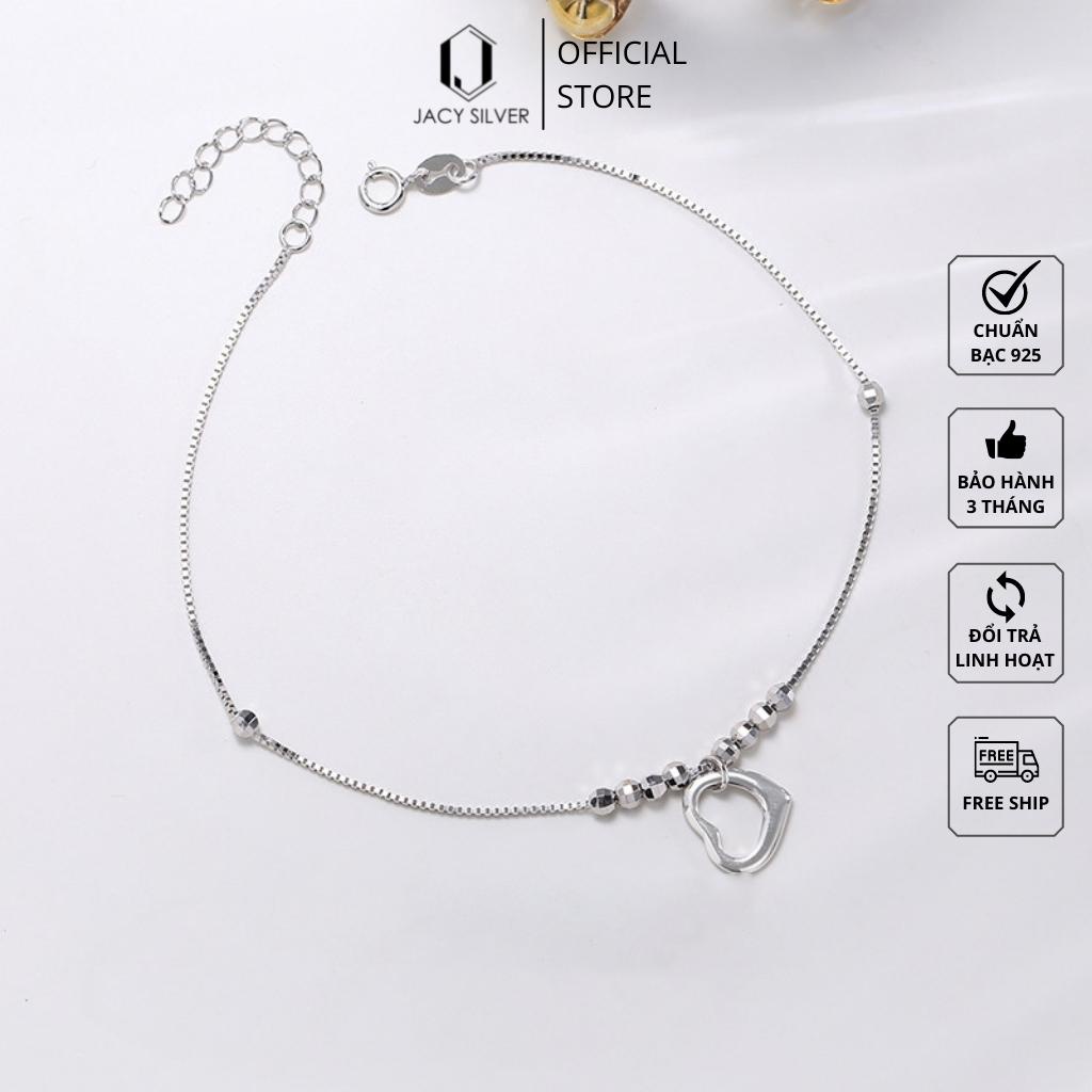 Lắc Chân Bạc 925 Hình Trái Tim, Vòng Chân Bạc Ý Cho Nữ Jacy Silver LC1005