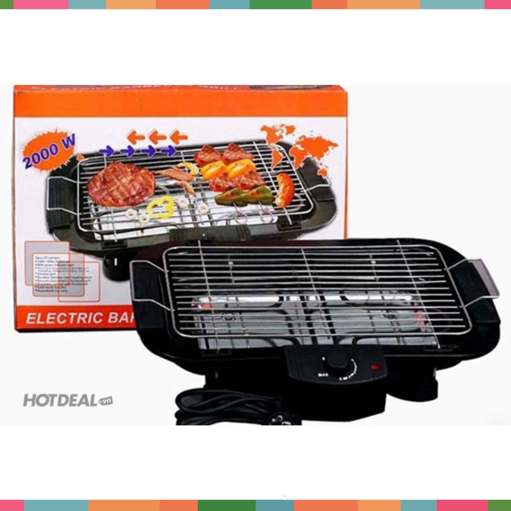 Bếp Nướng Điện Cao Cấp Electric Barbecue Grill HBK 2000W Không Khói, Tặng 1 Khăn Lau Cao Cấp - Bếp Nướng Đa Năng