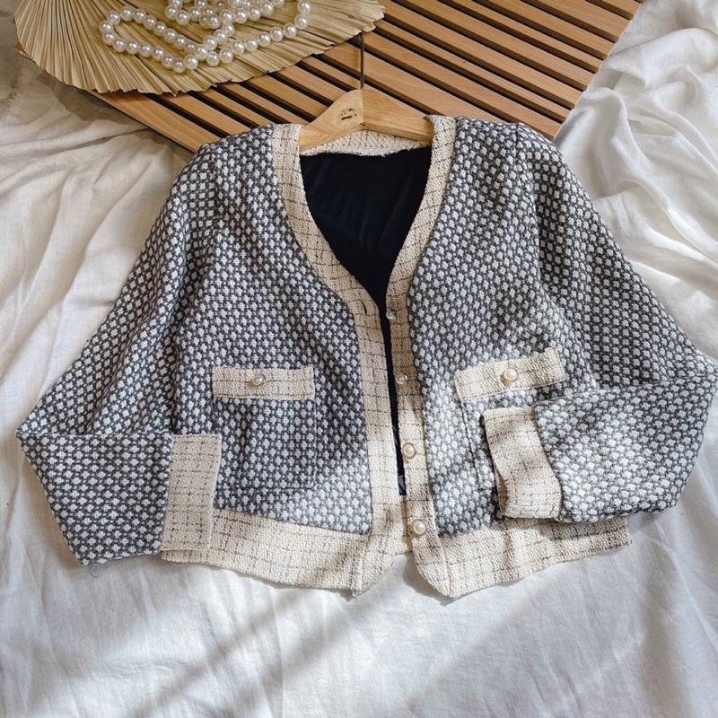 SET 3 MÓN : KHOÁC DẠ VIỀN + ÁO CỔ V + CHÂN VÁY | BigBuy360 - bigbuy360.vn