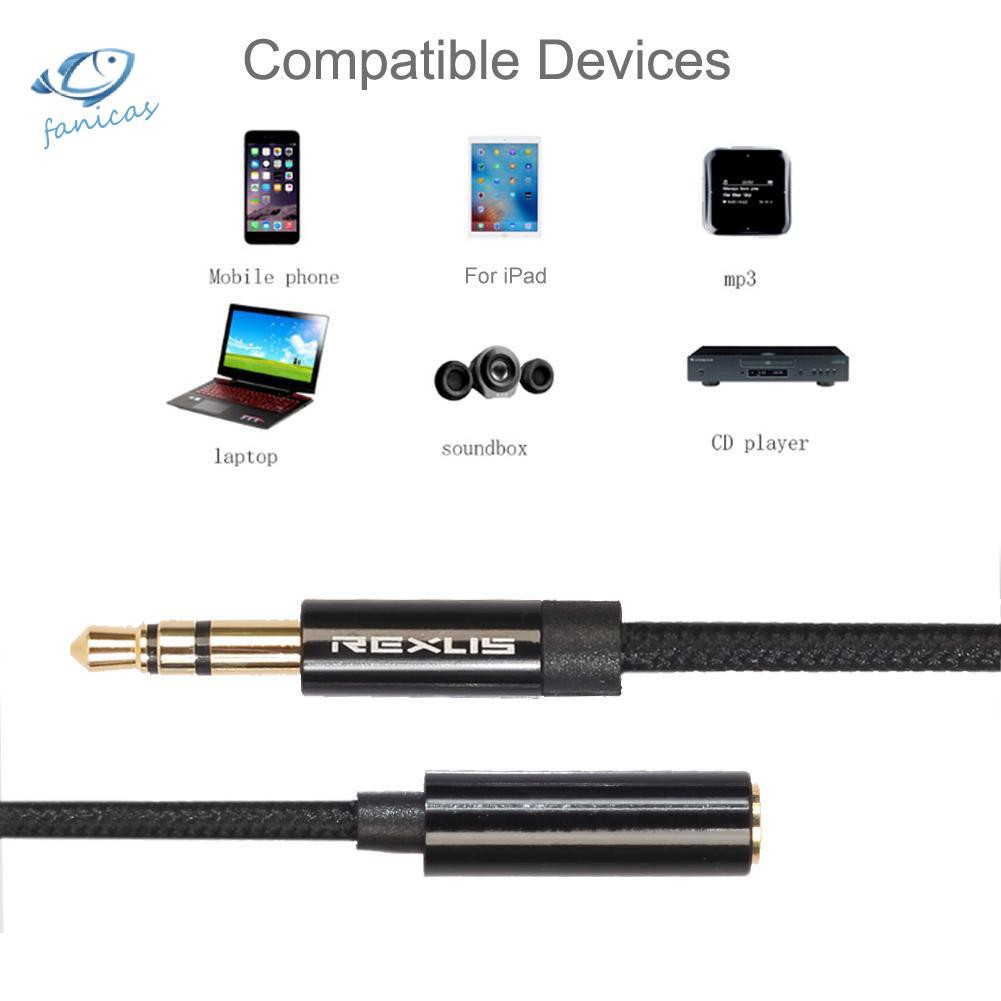 Cáp Nối Dài Tai Nghe Bện Dây Đầu Cắm 3.5mm Chất Lượng Cao