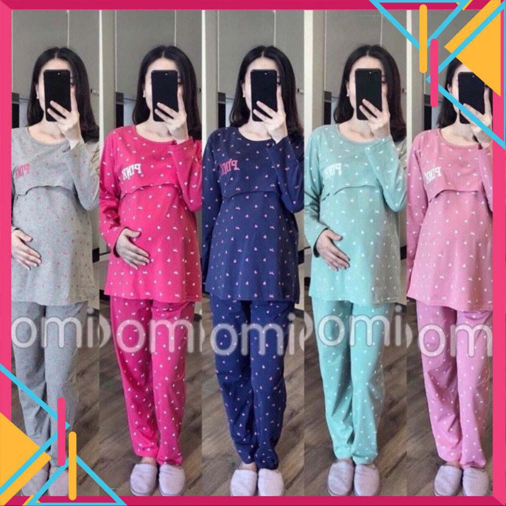 Bộ Đồ Sau Sinh Mặc Nhà Cho Con Bú Lật Ngực, Có Chun Chỉnh, Bộ Pink Cao Cấp Siêu Đẹp