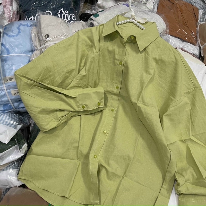 Set áo sơ mi xanh bơ+ quần Linh Ngọc Đàm