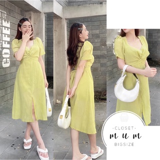 Đầm chéo ngực dài qua gối | đầm bigsize cổ vuông dáng dài