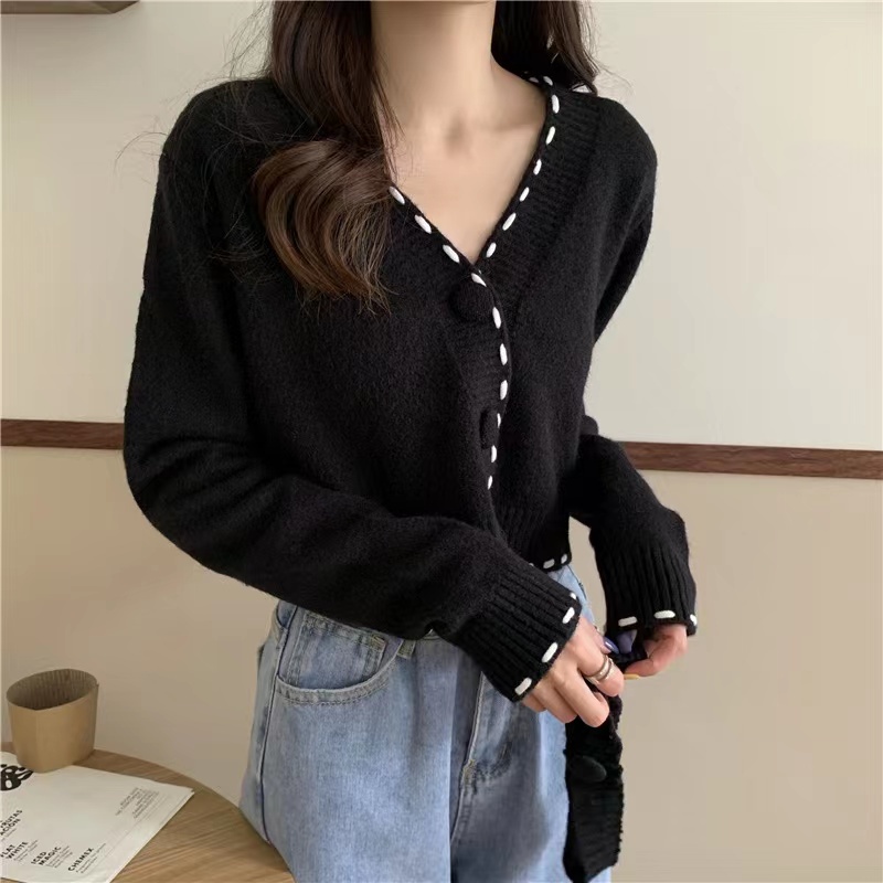 Áo Khoác Cardigan Dệt Kim Cổ Chữ V Thiết Kế Mới Thời Trang Dành Cho Nữ