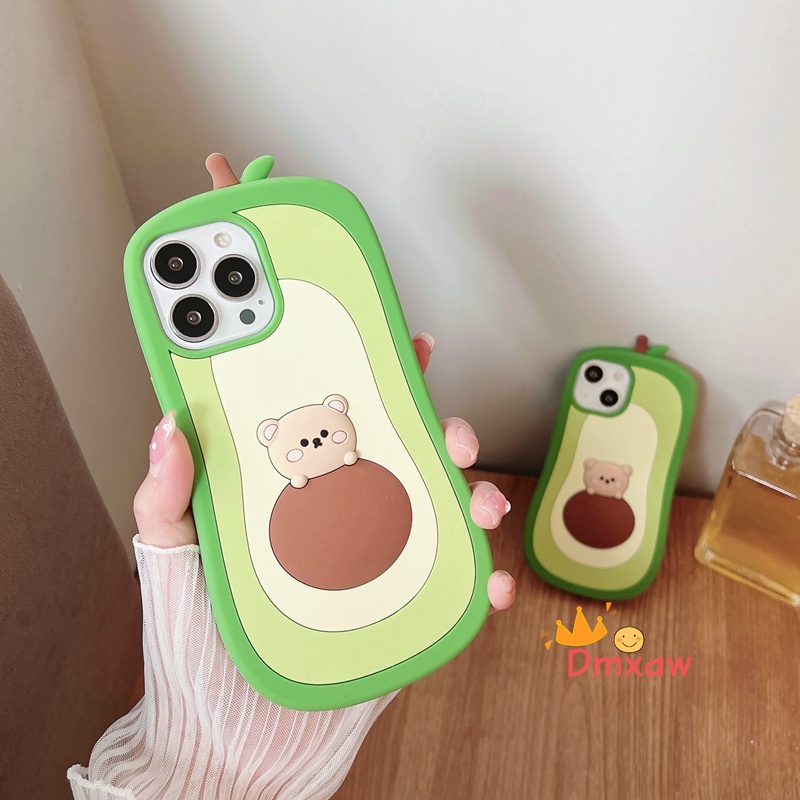 Ốp Điện Thoại Silicon Mềm Hình Gấu/Bơ Cho iPhone 13 Pro Max 12 11 Pro Max X XR XS Max 8 7 6 6s Plus SE 2020