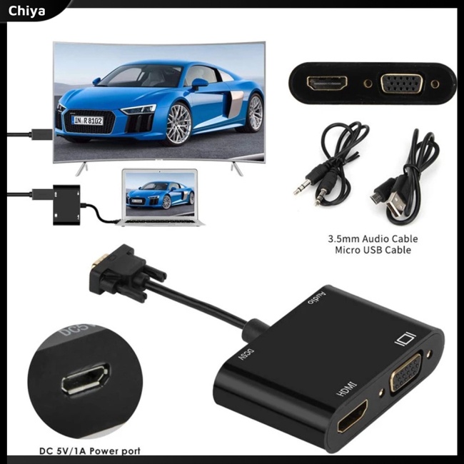 Bộ Chuyển Đổi vga Sang HDMI-compatible + vga + Audio 3 Trong 1