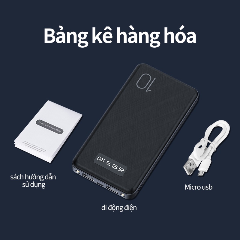 Sạc dự phòng Kivee PH31P 10000mAh 12W màu hồng dễ thương pin dự phòng bảo bành 1 năm siêu bền mini portable