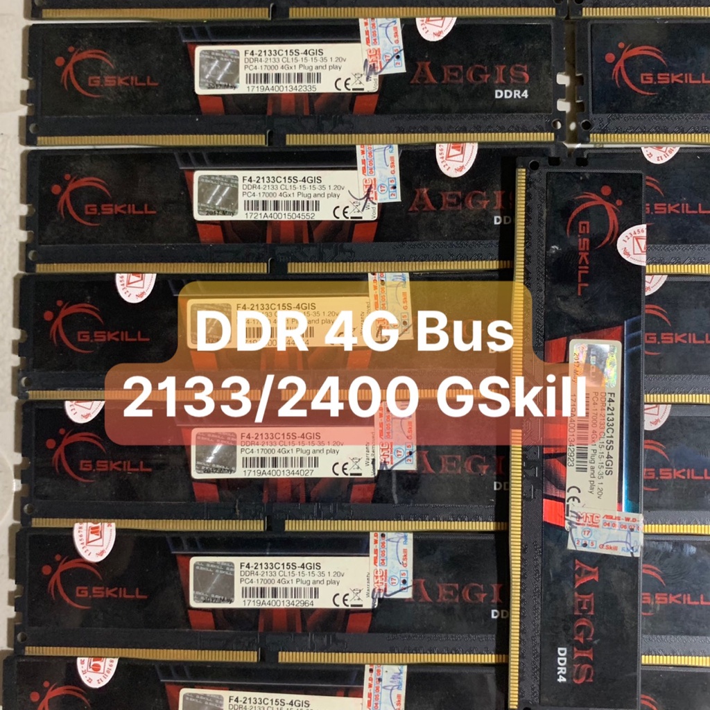 Ram DDR4 G.Skill Aegis 4GB - Bus 2133-2400 Tản Nhiệt Lá Và Thép Đẹp Không Kén Main - Vi Tính Bắc Hải
