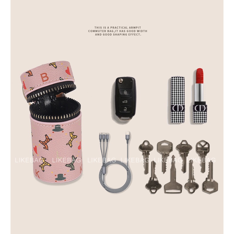 Túi đựng son mini LIKEBAG túi trang trí hình trụ in họa tiết kiểu dáng nhỏ gọn độc đáo 280993B - Libagi