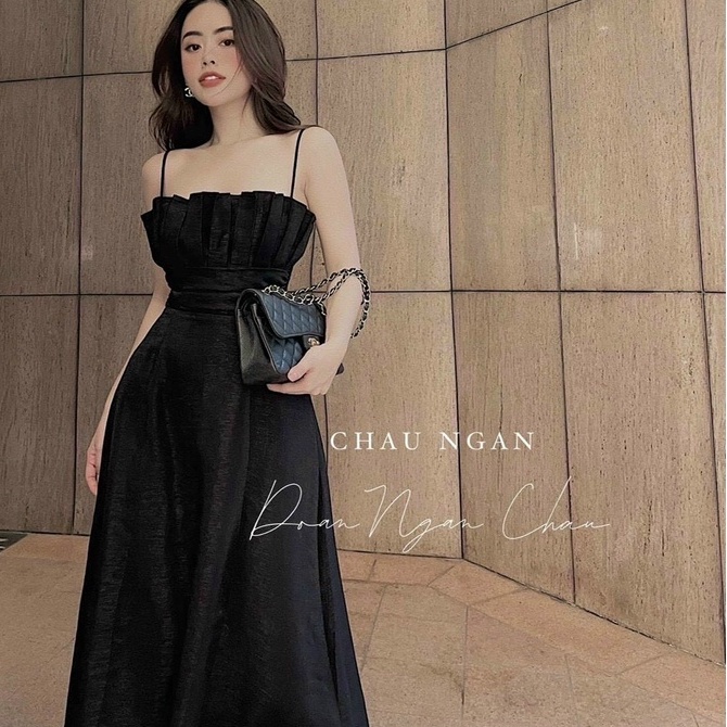 Đầm dự tiệc hai dây xếp ly cực sang chảnh cho nàng đi chơi dự tiệc sexy