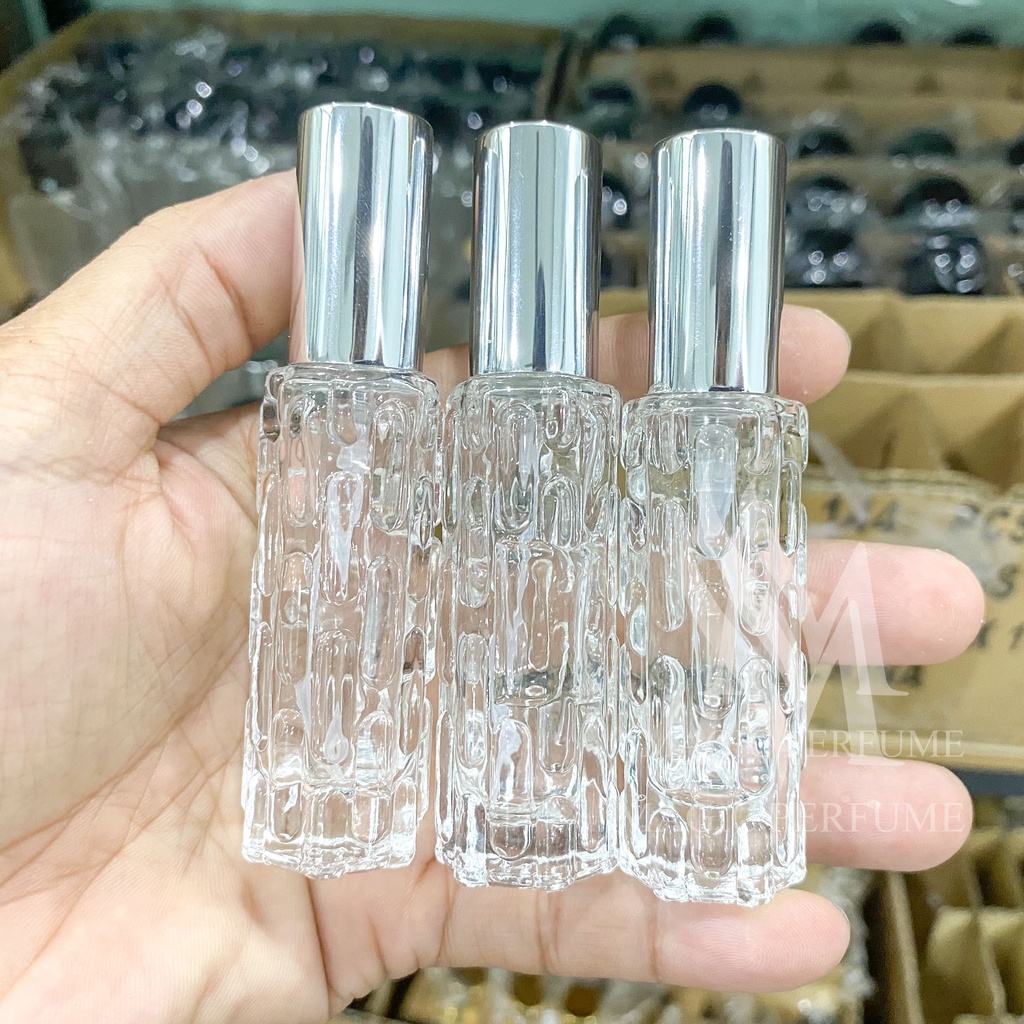 Chai lọ đựng nước hoa thủy tinh cao cấp 10ml hình lục giác có vân dạng phun sương