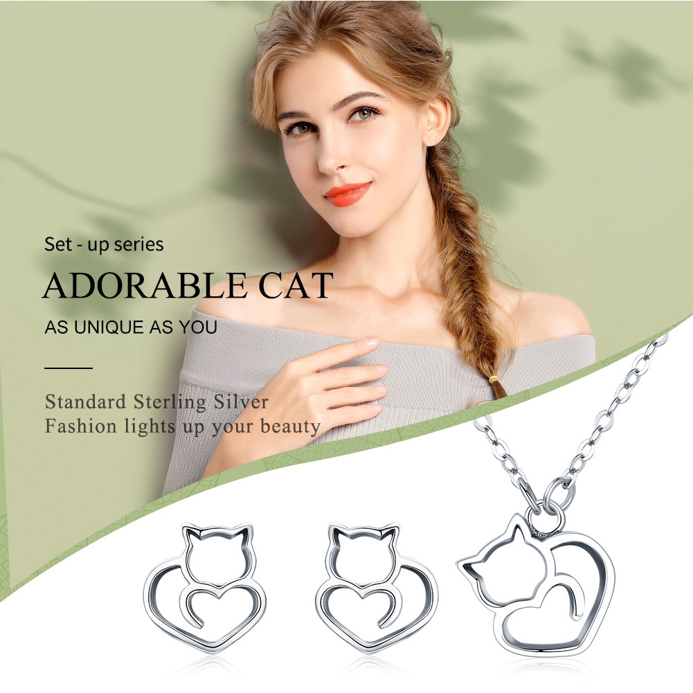 Bamoer Bông Tai Nhẫn Bằng Bạc 925 Hình Mèo Thời Trang Cho Nữ ZHS093