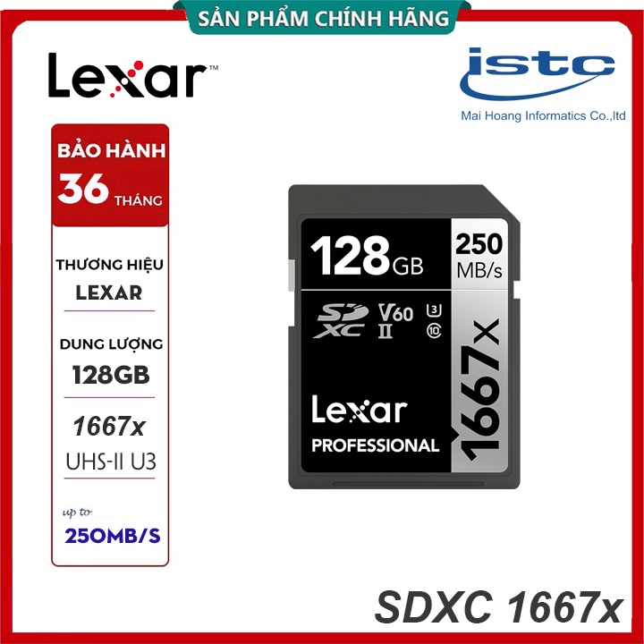 Thẻ nhớ SD LEXAR Cao cấp 1667x SDXC UHS-II U3 V30, 64GB | 128GB | 256GB - Chuyên Máy ảnh, máy quay - Chính hãng