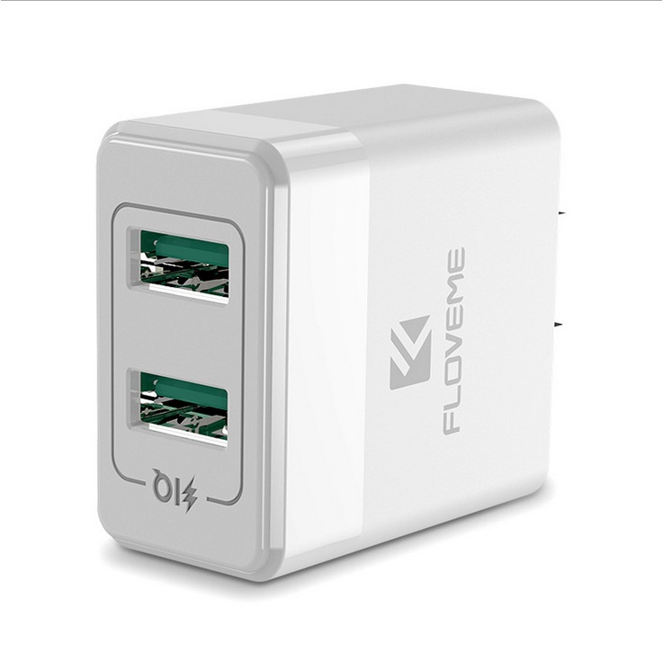 Củ sạc USB kép FLOVEME - chất liệu chống cháy ABC - sạc an toàn và nhanh chóng -chip nâng cấp-điện áp BROADBAND 100-240V