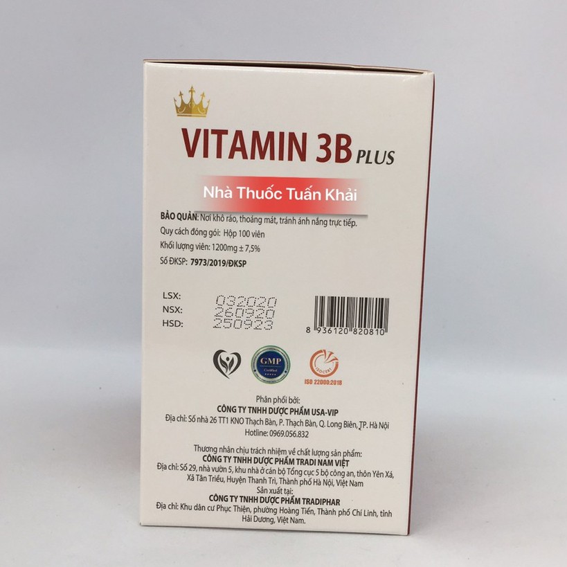 Bổ Sung VITAMIN 3B PLUS - Hộp 100 viên | Thế Giới Skin Care