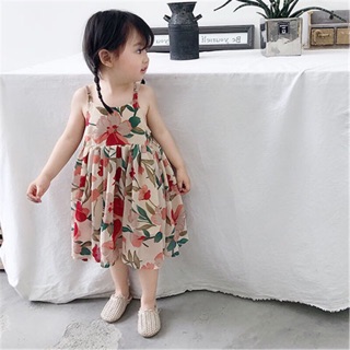 Váy 2 dây hoa đại cho bé gái