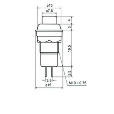 BN. Công tắc nhấn nhả 10mm 250V 3A.