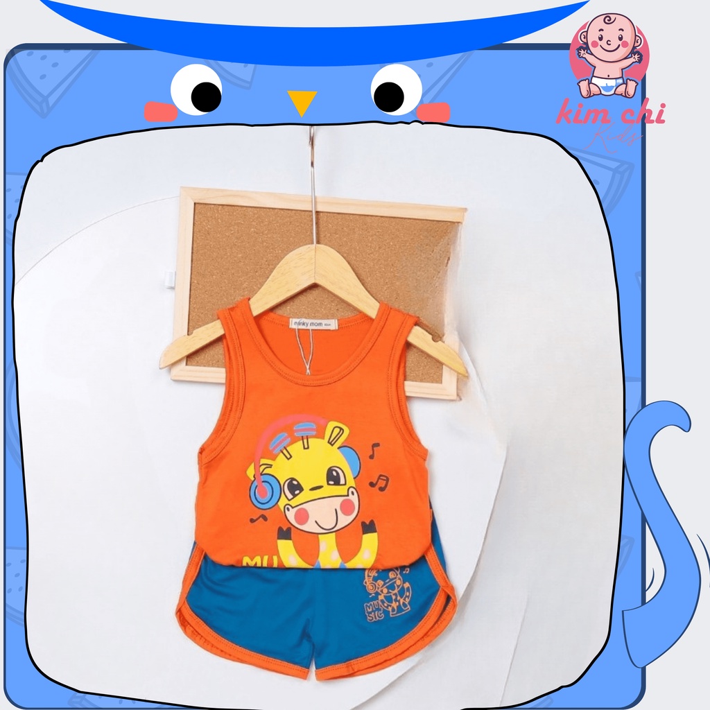 Bộ ba lỗ cho bé trai, bộ sát nách bé gái chất liệu cotton thun lạnh 5 màu size 8-20kg