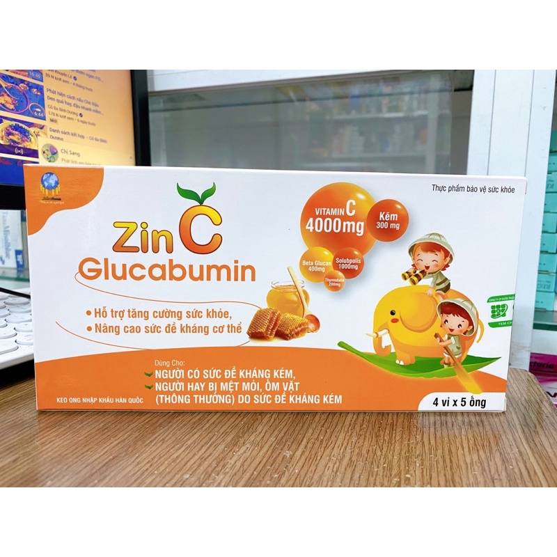ZinC Glucabumin - VitaminC 4000mg Hỗ trợ tăng sức đề kháng cho trẻ em và người lớn
