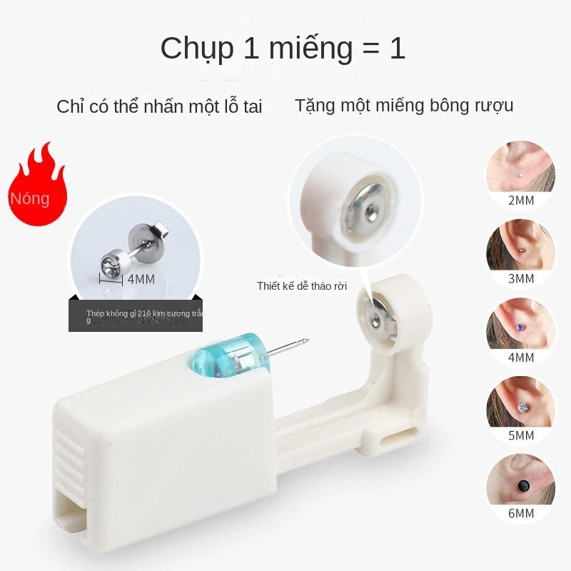 Mới Bộ Khuyên Xỏ Tai Tự Động Bằng Thép Không Gỉ Dùng Một Lần