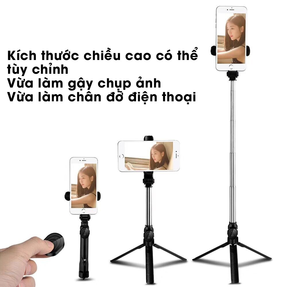 Gậy chụp ảnh Bluetooth có đèn led và 3 chân kê, chụp hình selfie điều khiển từ xa xoay nhiều góc độ Q07 [CEC Store]