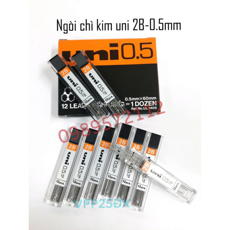 Ruột chì kim Uni 2B-0.5mm-Ngòi chì kim uni nhật bản