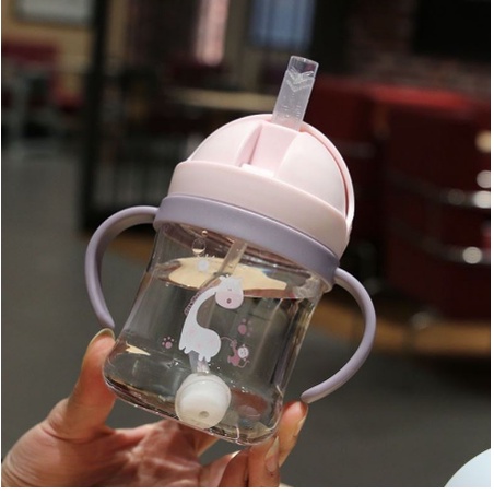 Bình uống nước có ống hút chống đổ Kèm Van Chống Sặc Dung Tích 250ml