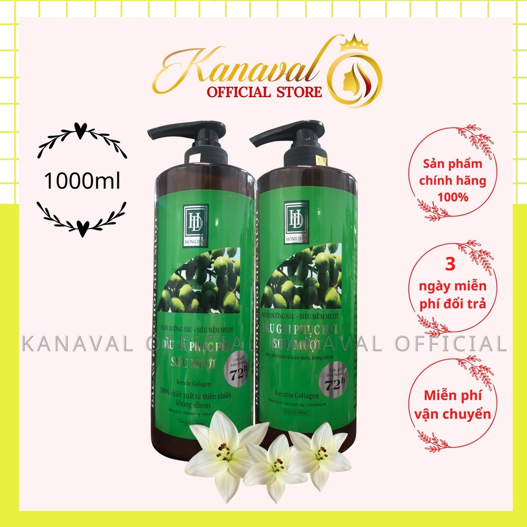 Dầu Gội Cặp Hồng Đạt 72H 500ml - 1000ml Kanaval Official Chuẩn Salon Giảm Rụng Tóc Phục Hồi Siêu Mượt Lưu Hương 72h
