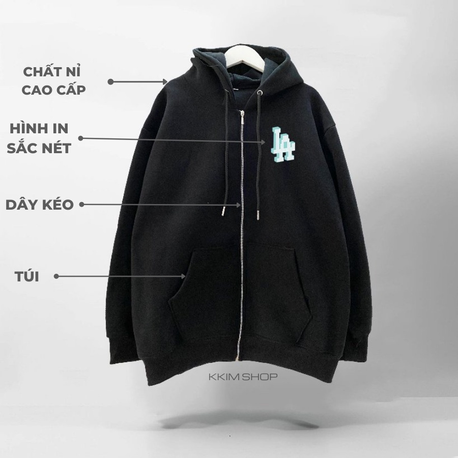 Áo KHOÁC Nỉ HOODIE Dây Kéo NY LA form rộng oversize, Áo hoodies ZIP MLP XANH LÁ unisex nam nữ chất liệu Nỉ bông cao cấp