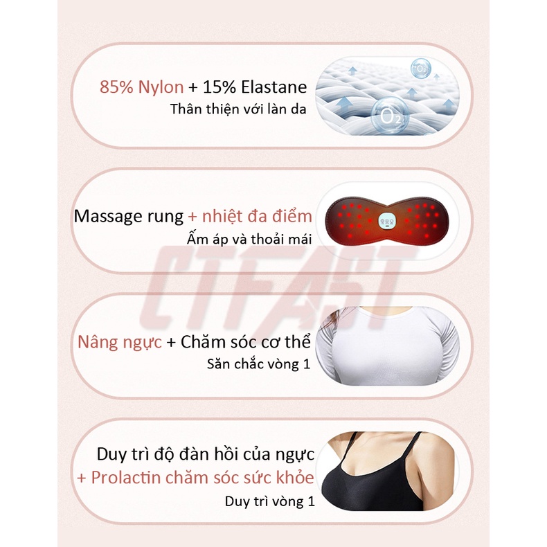 Máy massage nâng ngực thông minh CTFAST WX-006: 5 cấp độ rung và nhiệt, giảm tình trạng chảy xệ, cải thiện vòng 1